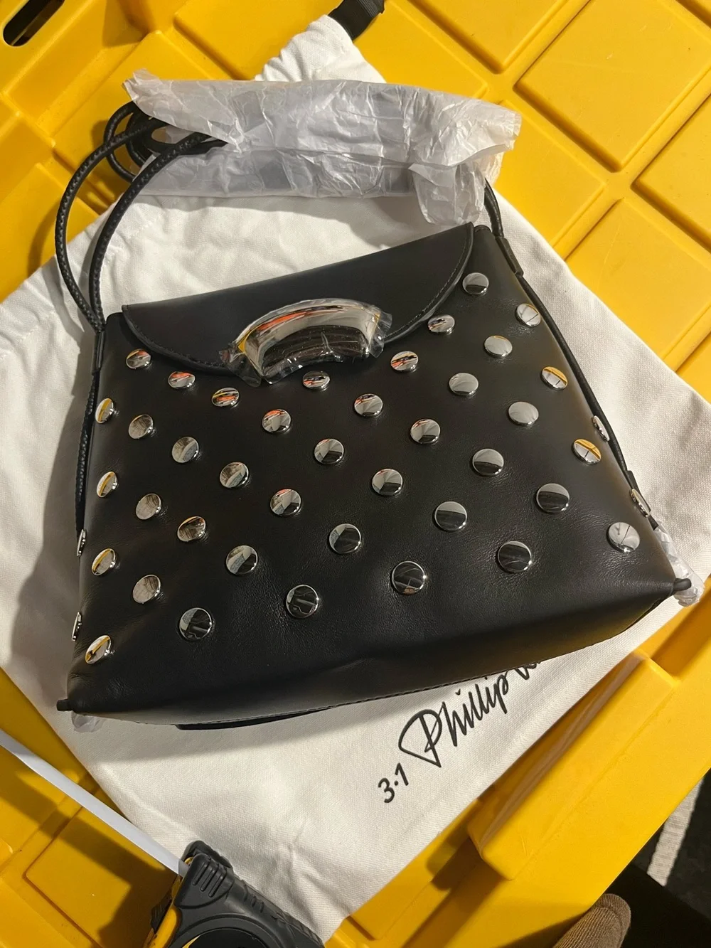 3.1 Phillip Lim ID Petite Soft 100% Lamb Leather Shoulder Bag with Studs